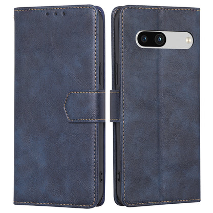 RFID Blocking Phone Cover For Google Pixel 7a, Cowhide Texture PU Leather Stand Wallet Shockproof Phone Case