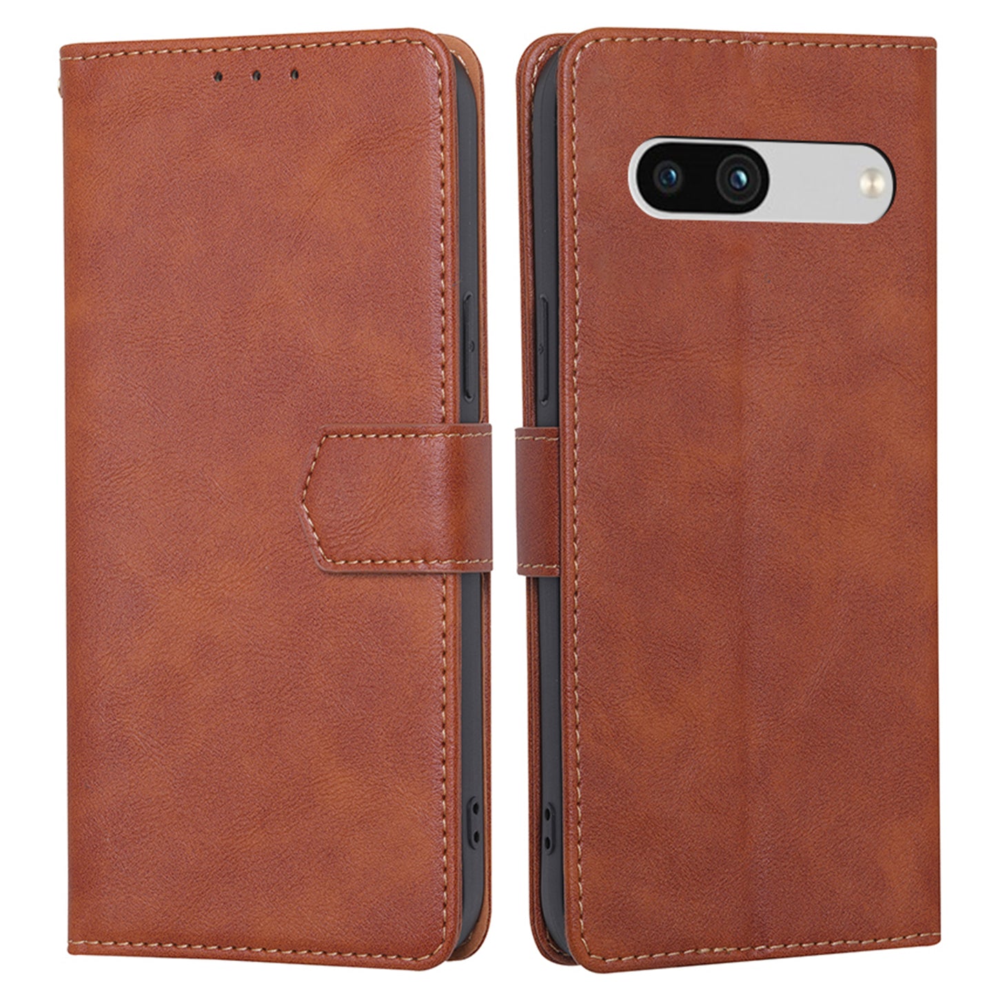 RFID Blocking Phone Cover For Google Pixel 7a, Cowhide Texture PU Leather Stand Wallet Shockproof Phone Case
