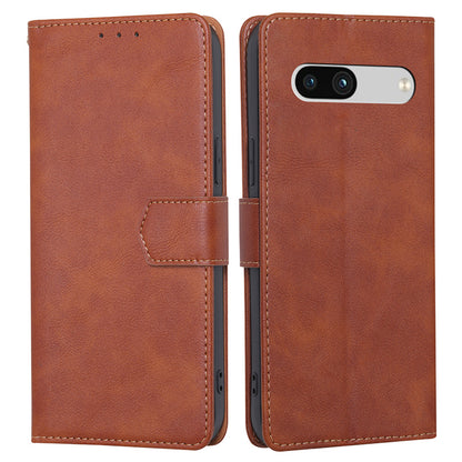 RFID Blocking Phone Cover For Google Pixel 7a, Cowhide Texture PU Leather Stand Wallet Shockproof Phone Case