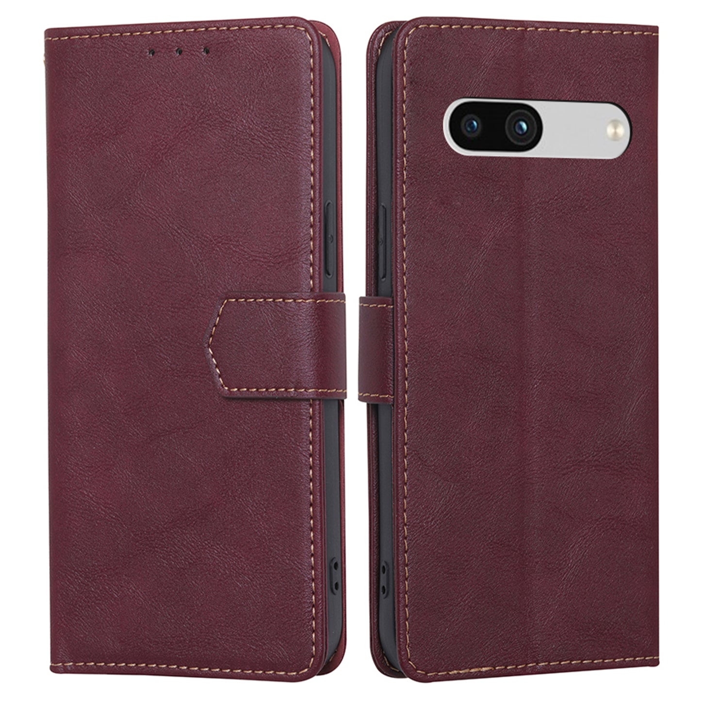 RFID Blocking Phone Cover For Google Pixel 7a, Cowhide Texture PU Leather Stand Wallet Shockproof Phone Case