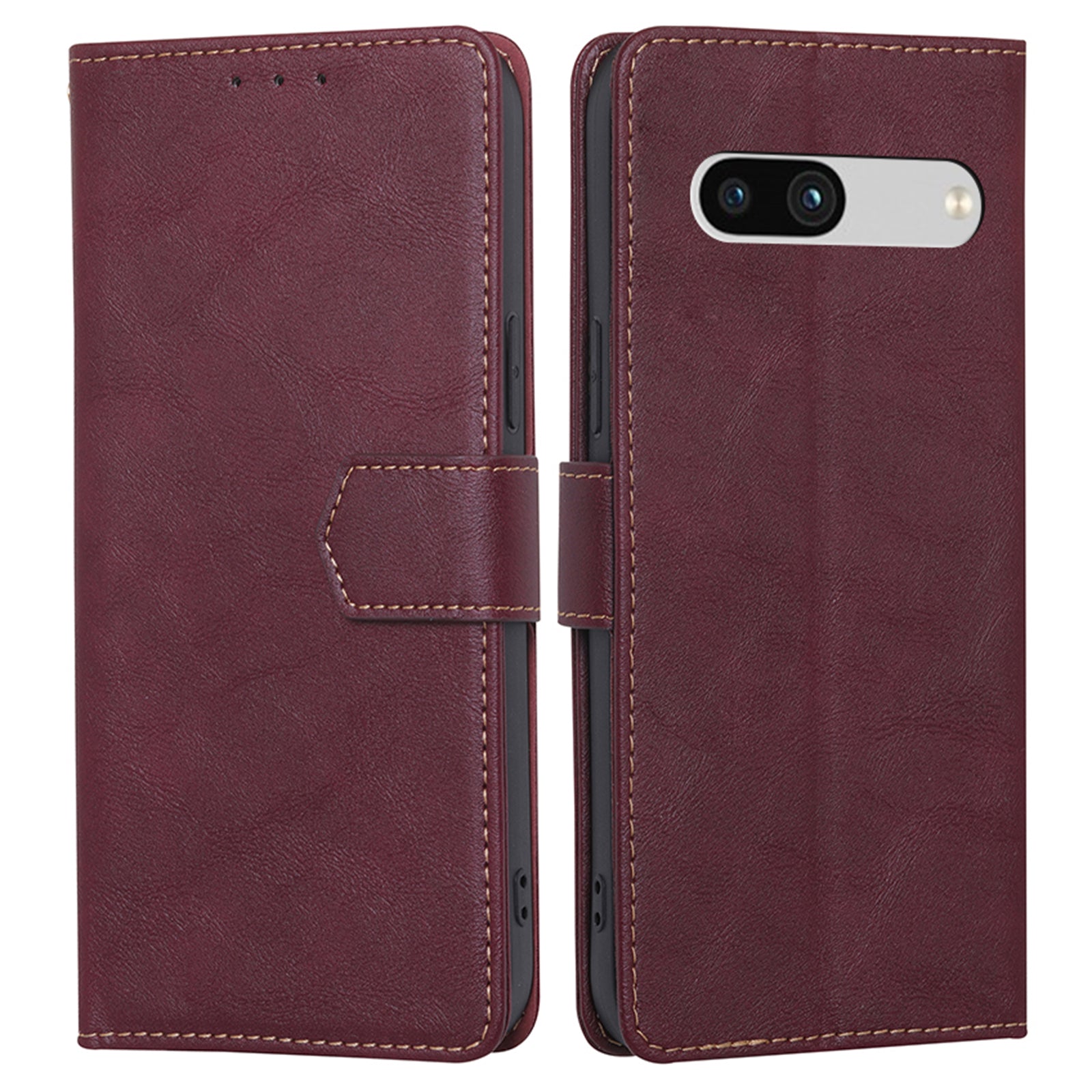 RFID Blocking Phone Cover For Google Pixel 7a, Cowhide Texture PU Leather Stand Wallet Shockproof Phone Case