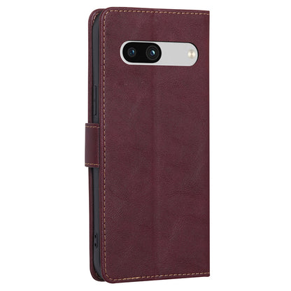 RFID Blocking Phone Cover For Google Pixel 7a, Cowhide Texture PU Leather Stand Wallet Shockproof Phone Case