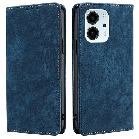 For Honor 80 SE 5G Textured Anti-Drop PU Leather Mobile Phone Case Stand RFID Blocking Wallet Magnetic Phone Flip Cover