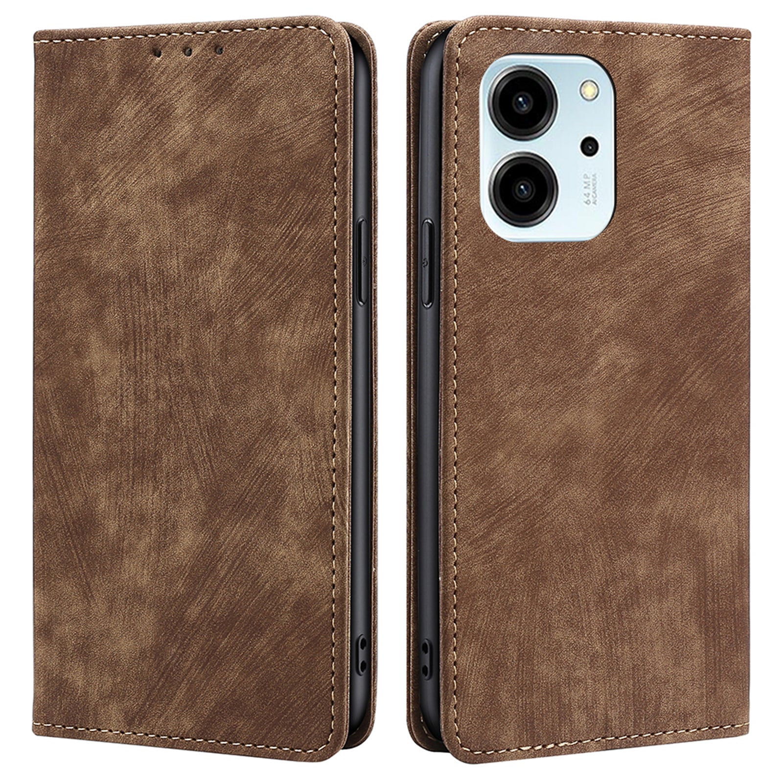 For Honor 80 SE 5G Textured Anti-Drop PU Leather Mobile Phone Case Stand RFID Blocking Wallet Magnetic Phone Flip Cover