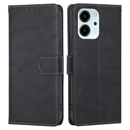 For Honor 80 SE 5G RFID Blocking Phone Cover Cowhide Texture PU Leather Stand Wallet Shockproof Phone Case