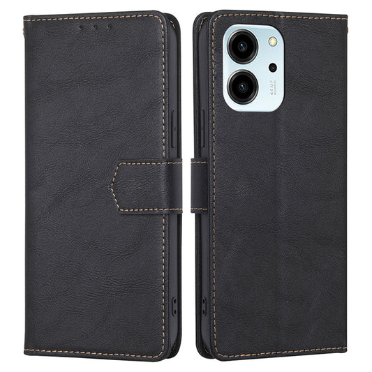 For Honor 80 SE 5G RFID Blocking Phone Cover Cowhide Texture PU Leather Stand Wallet Shockproof Phone Case