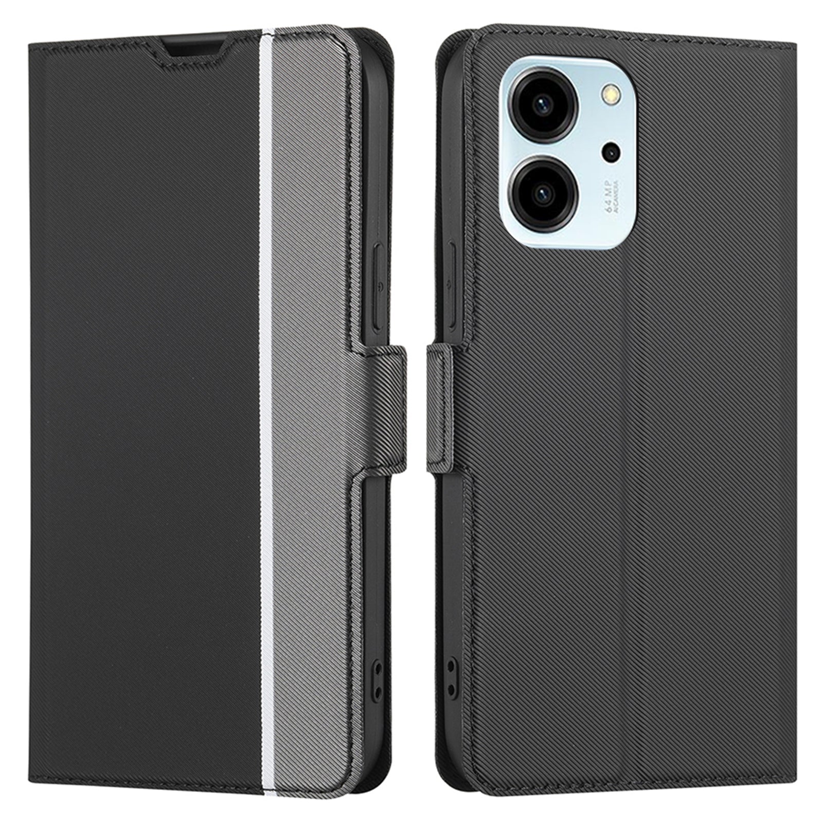 For Honor 80 SE 5G Anti-Fingerprint Twill Texture Stand Phone Case PU Leather Dual Magnetic Clasp Card Holder Cover