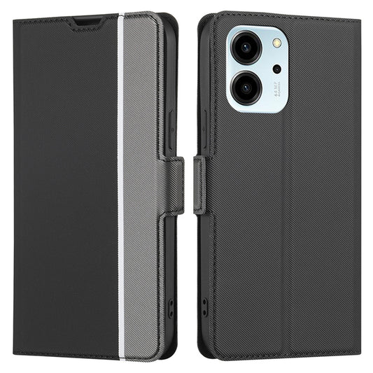 For Honor 80 SE 5G Anti-Fingerprint Twill Texture Stand Phone Case PU Leather Dual Magnetic Clasp Card Holder Cover