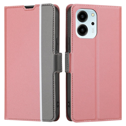 For Honor 80 SE 5G Anti-Fingerprint Twill Texture Stand Phone Case PU Leather Dual Magnetic Clasp Card Holder Cover