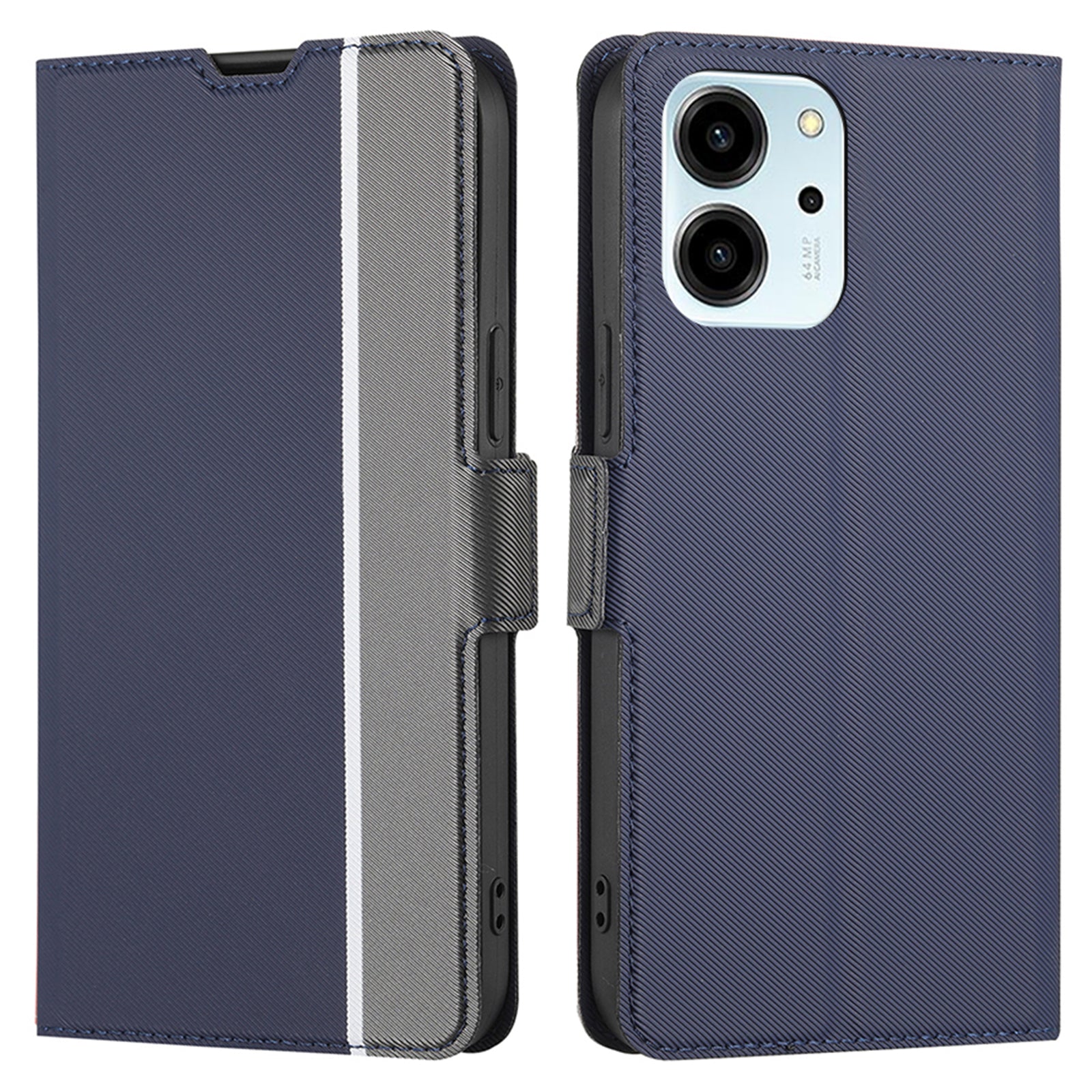 For Honor 80 SE 5G Anti-Fingerprint Twill Texture Stand Phone Case PU Leather Dual Magnetic Clasp Card Holder Cover