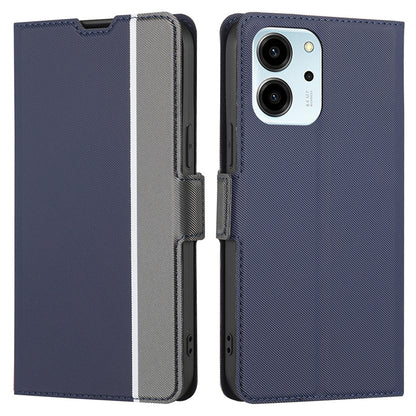 For Honor 80 SE 5G Anti-Fingerprint Twill Texture Stand Phone Case PU Leather Dual Magnetic Clasp Card Holder Cover