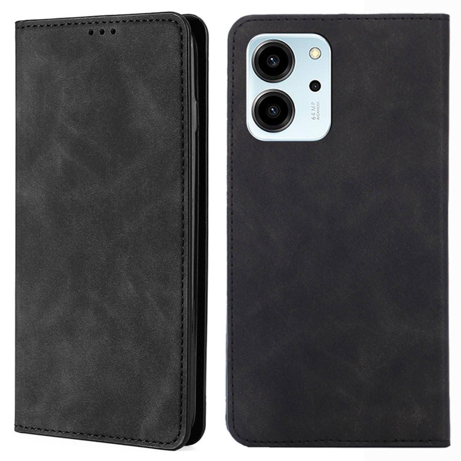 For Honor 80 SE 5G Card Slot Stand Phone Case Anti-Scratch PU Leather Skin-touch Feeling Magnetic Absorption Phone Shell