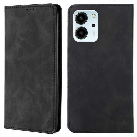 For Honor 80 SE 5G Card Slot Stand Phone Case Anti-Scratch PU Leather Skin-touch Feeling Magnetic Absorption Phone Shell