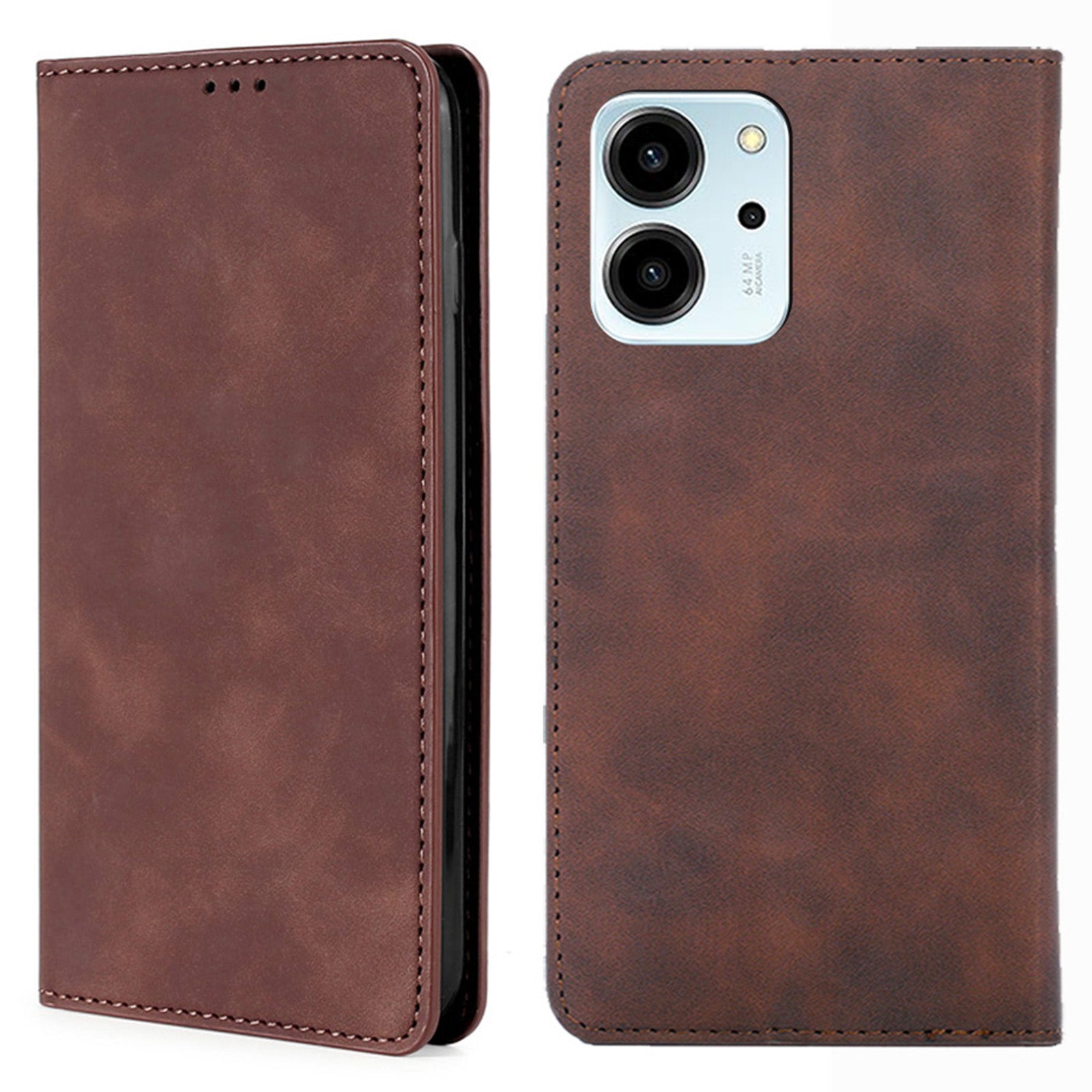 For Honor 80 SE 5G Card Slot Stand Phone Case Anti-Scratch PU Leather Skin-touch Feeling Magnetic Absorption Phone Shell