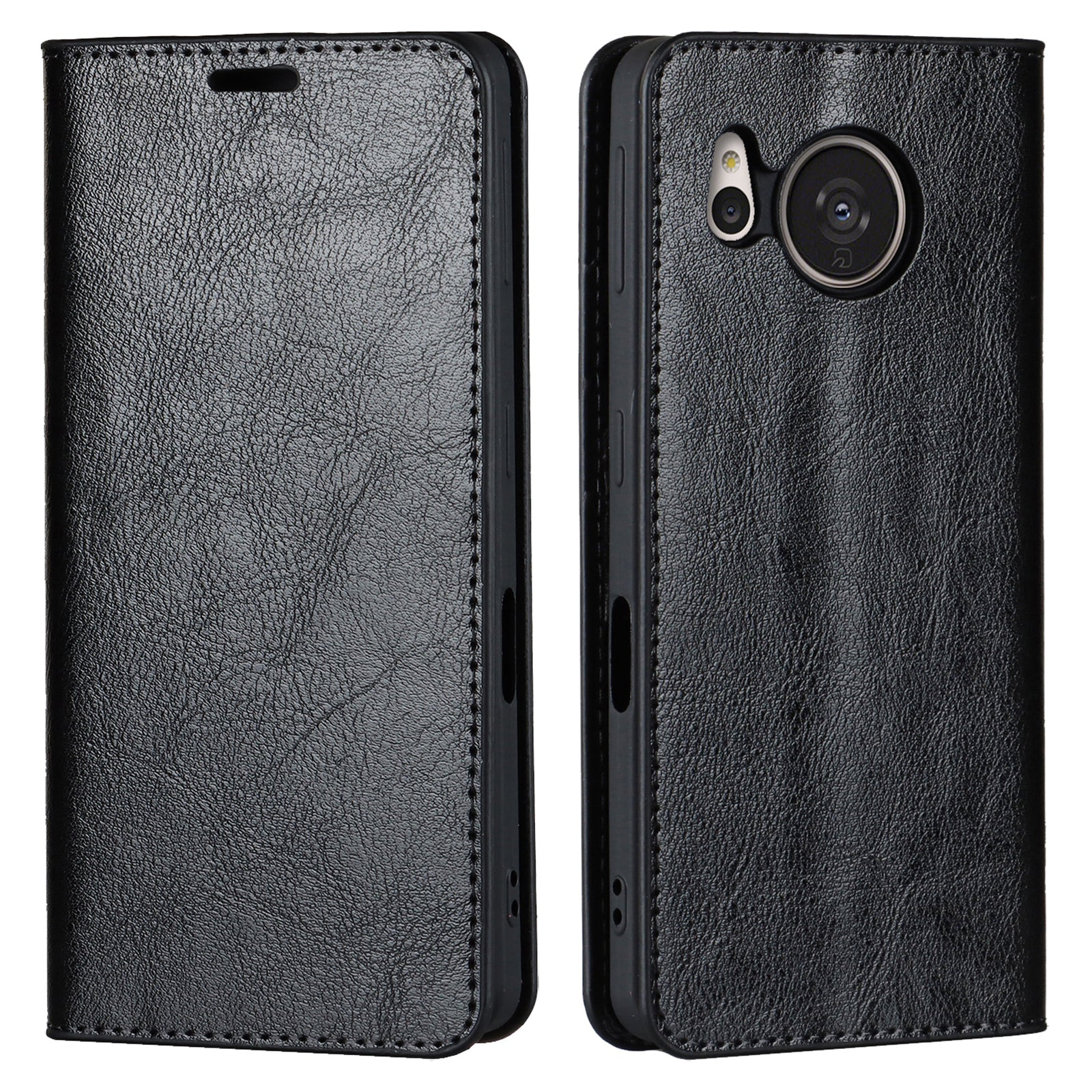 For Sharp Aquos Sense 7 Plus Supporting Stand Flip Wallet Crazy Horse Texture Genuine Leather Cover Magnetic Phone Case
