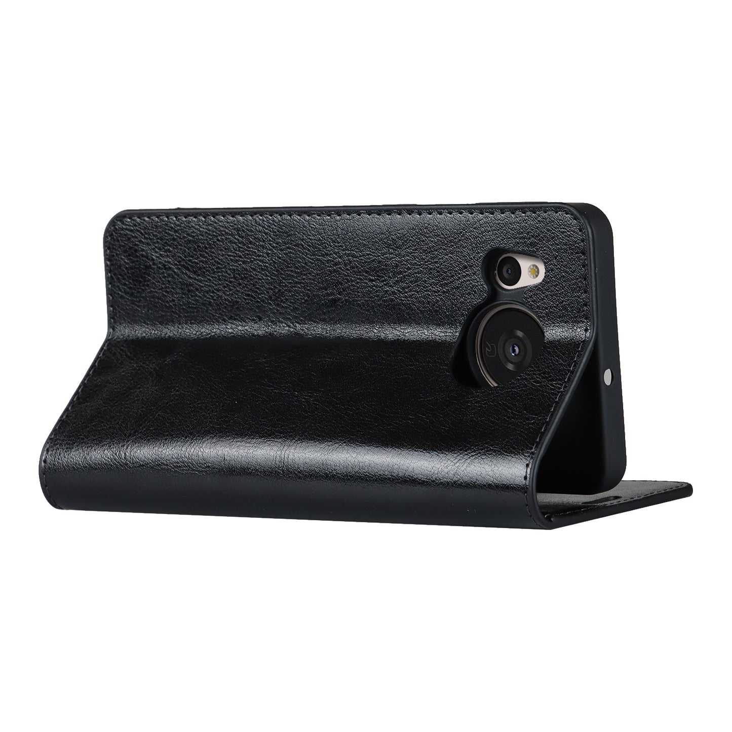 For Sharp Aquos Sense 7 Plus Supporting Stand Flip Wallet Crazy Horse Texture Genuine Leather Cover Magnetic Phone Case