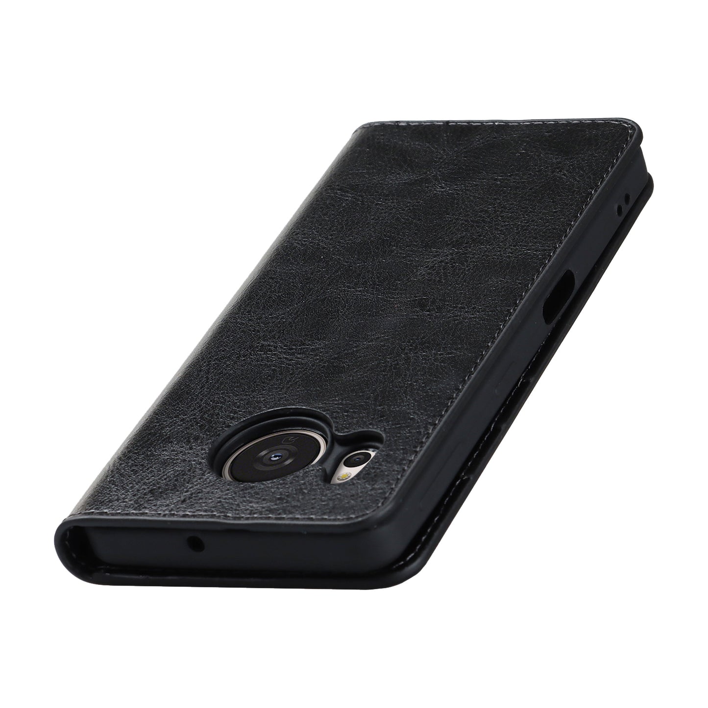 For Sharp Aquos Sense 7 Plus Supporting Stand Flip Wallet Crazy Horse Texture Genuine Leather Cover Magnetic Phone Case