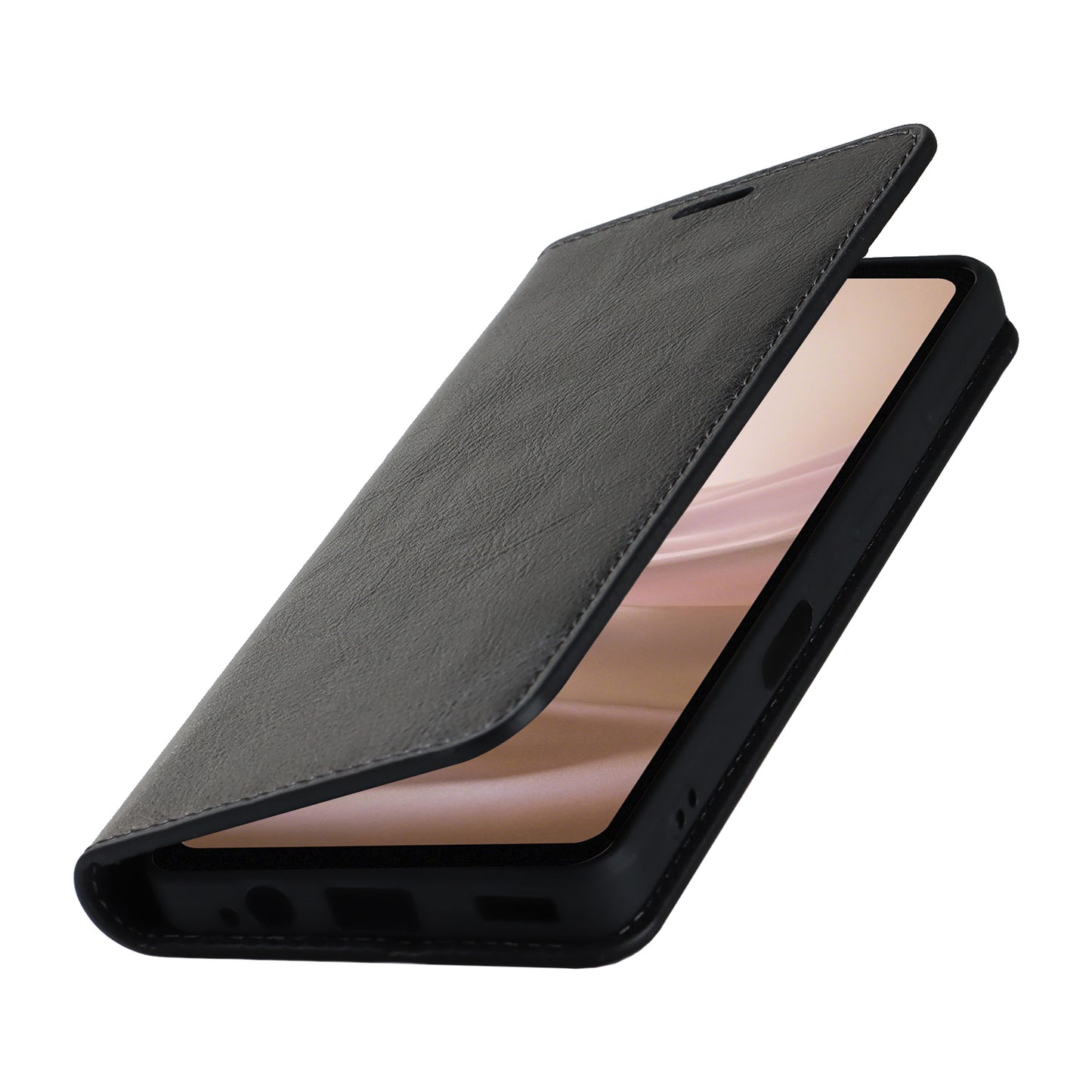 For Sharp Aquos Sense 7 Plus Supporting Stand Flip Wallet Crazy Horse Texture Genuine Leather Cover Magnetic Phone Case