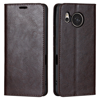 For Sharp Aquos Sense 7 Plus Supporting Stand Flip Wallet Crazy Horse Texture Genuine Leather Cover Magnetic Phone Case