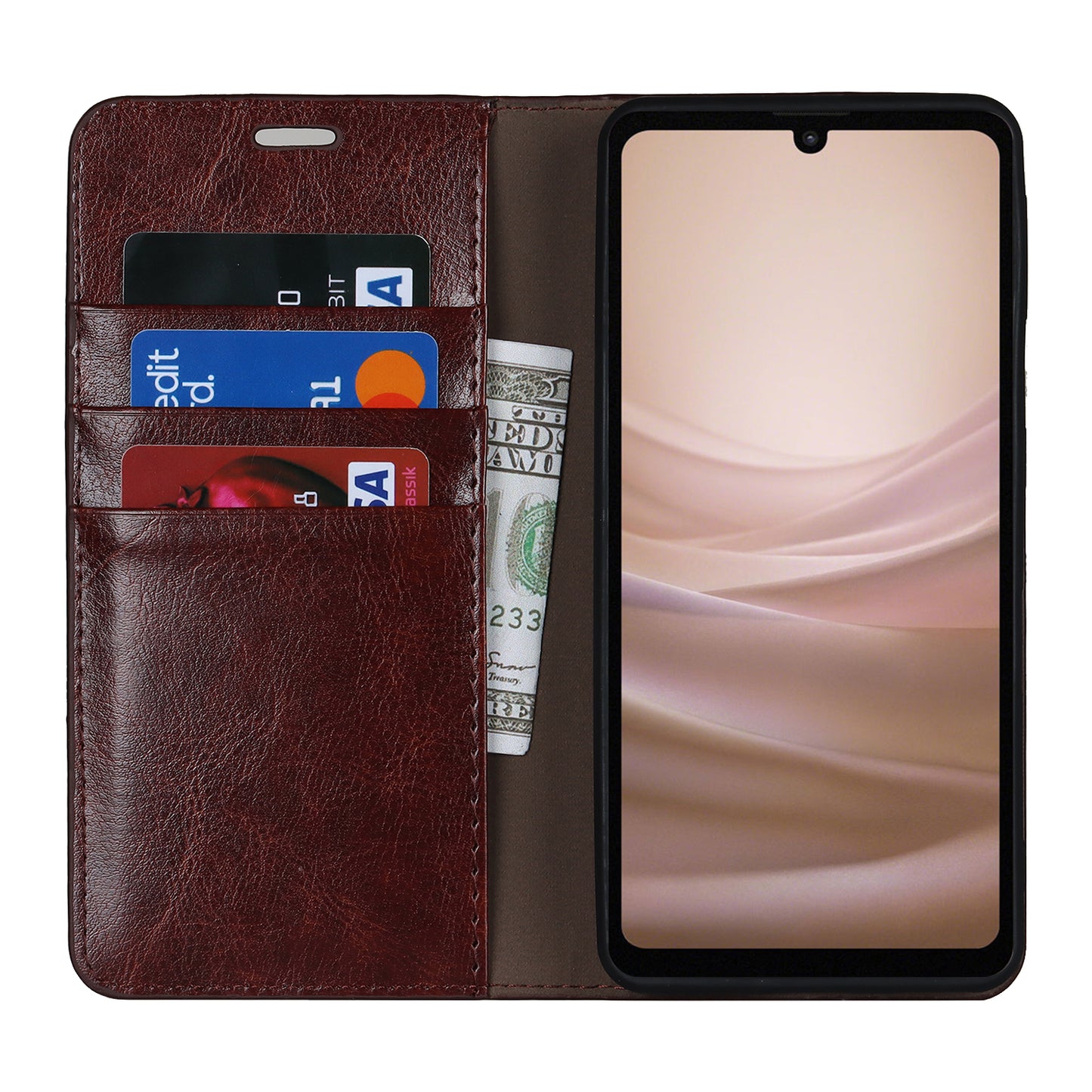 For Sharp Aquos Sense 7 Plus Supporting Stand Flip Wallet Crazy Horse Texture Genuine Leather Cover Magnetic Phone Case