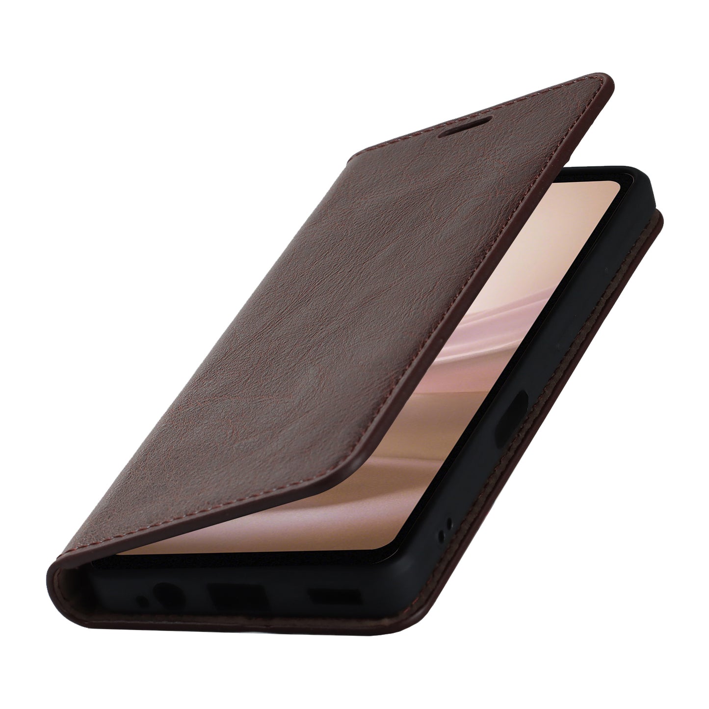 For Sharp Aquos Sense 7 Plus Supporting Stand Flip Wallet Crazy Horse Texture Genuine Leather Cover Magnetic Phone Case