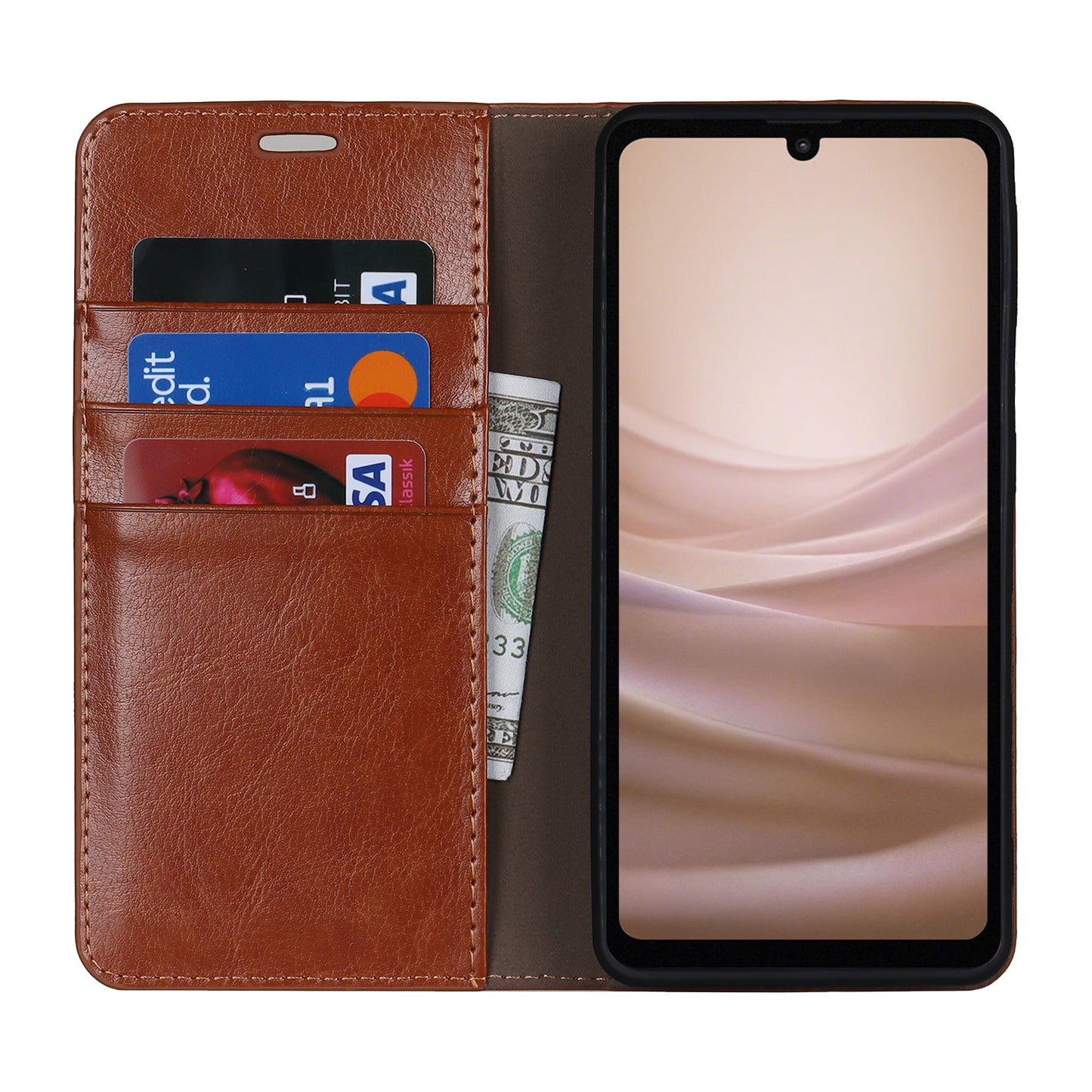 For Sharp Aquos Sense 7 Plus Supporting Stand Flip Wallet Crazy Horse Texture Genuine Leather Cover Magnetic Phone Case