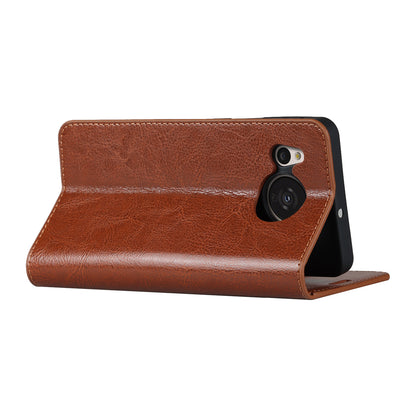 For Sharp Aquos Sense 7 Plus Supporting Stand Flip Wallet Crazy Horse Texture Genuine Leather Cover Magnetic Phone Case