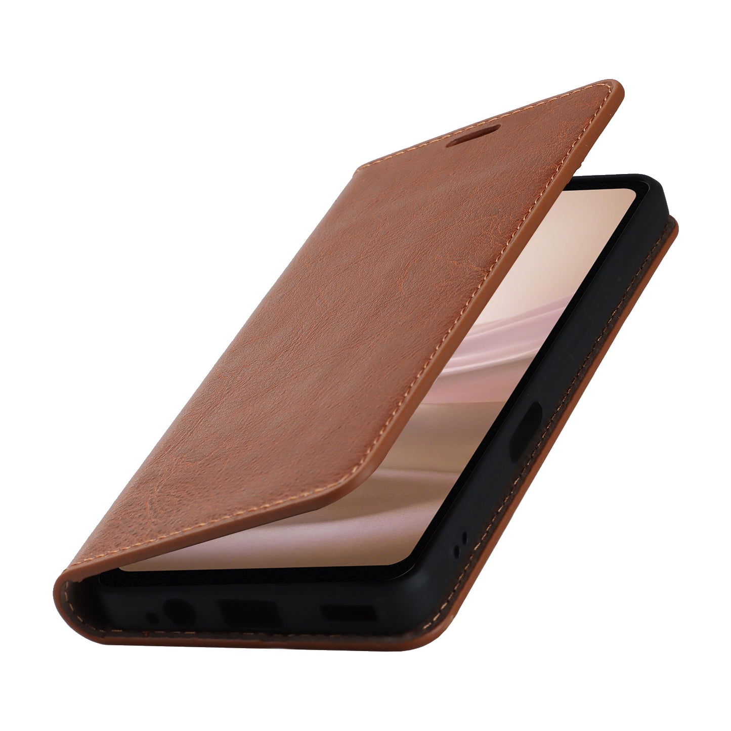 For Sharp Aquos Sense 7 Plus Supporting Stand Flip Wallet Crazy Horse Texture Genuine Leather Cover Magnetic Phone Case