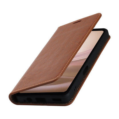 For Sharp Aquos Sense 7 Plus Supporting Stand Flip Wallet Crazy Horse Texture Genuine Leather Cover Magnetic Phone Case