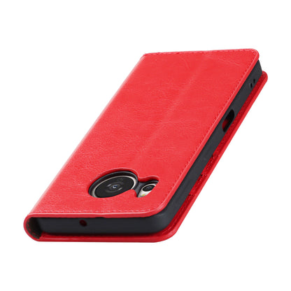 For Sharp Aquos Sense 7 Plus Supporting Stand Flip Wallet Crazy Horse Texture Genuine Leather Cover Magnetic Phone Case