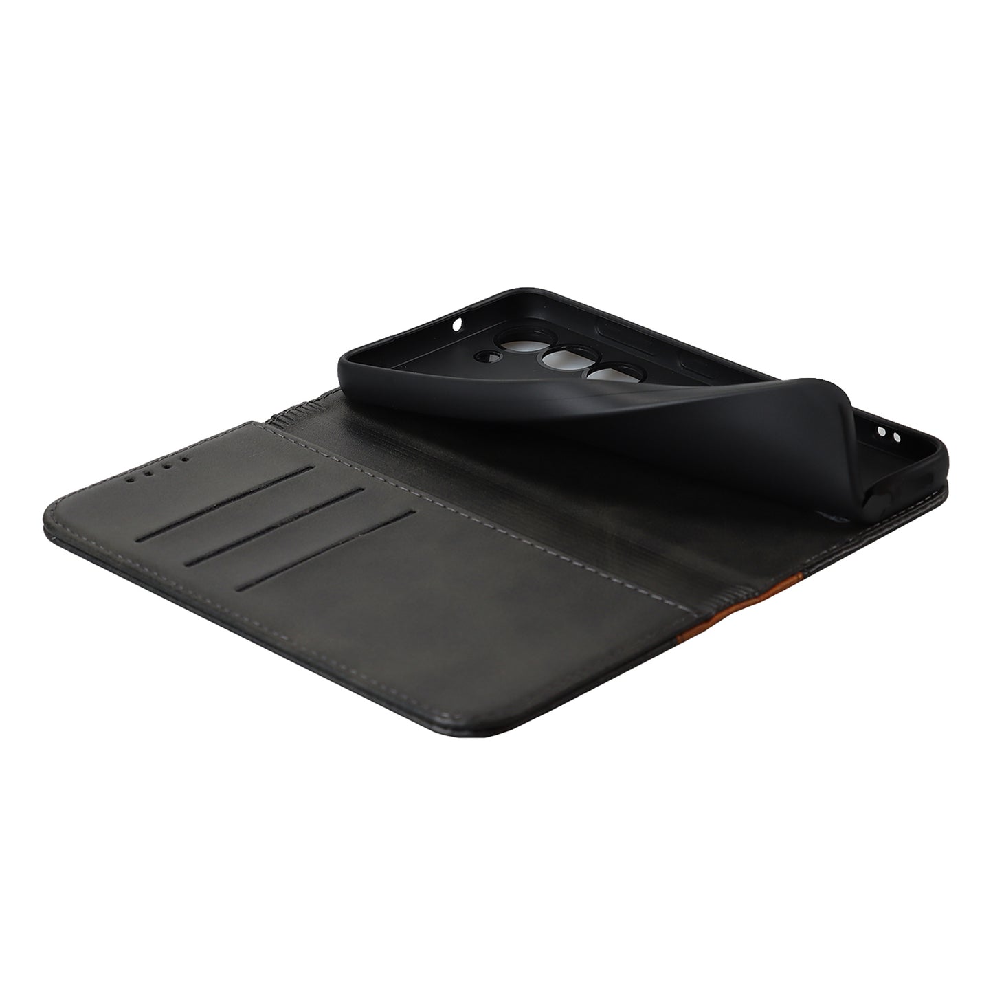 For Samsung Galaxy S23+ Phone Cover Bi-color Splicing Magnetic Closure PU Leather Calf Texture Stand Flip Wallet Case
