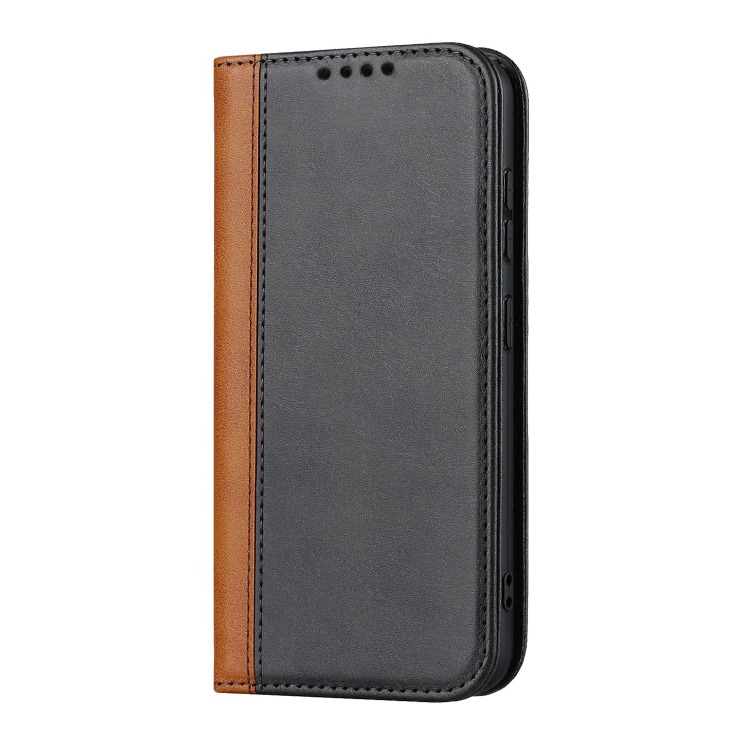 For Samsung Galaxy S23+ Phone Cover Bi-color Splicing Magnetic Closure PU Leather Calf Texture Stand Flip Wallet Case