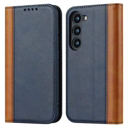 For Samsung Galaxy S23+ Phone Cover Bi-color Splicing Magnetic Closure PU Leather Calf Texture Stand Flip Wallet Case