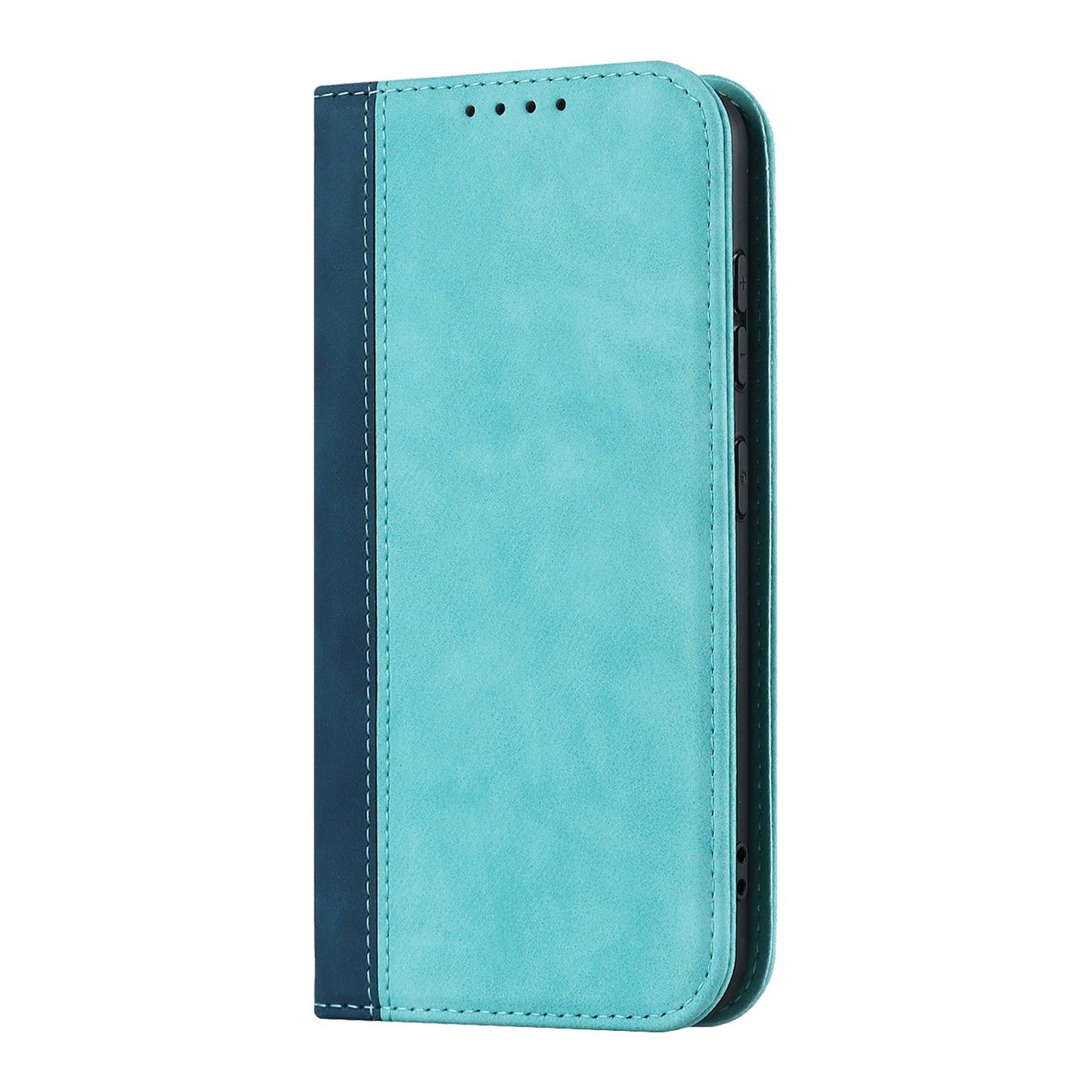 For Samsung Galaxy S23+ Phone Cover Bi-color Splicing Magnetic Closure PU Leather Calf Texture Stand Flip Wallet Case