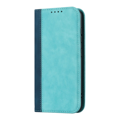 For Samsung Galaxy S23+ Phone Cover Bi-color Splicing Magnetic Closure PU Leather Calf Texture Stand Flip Wallet Case