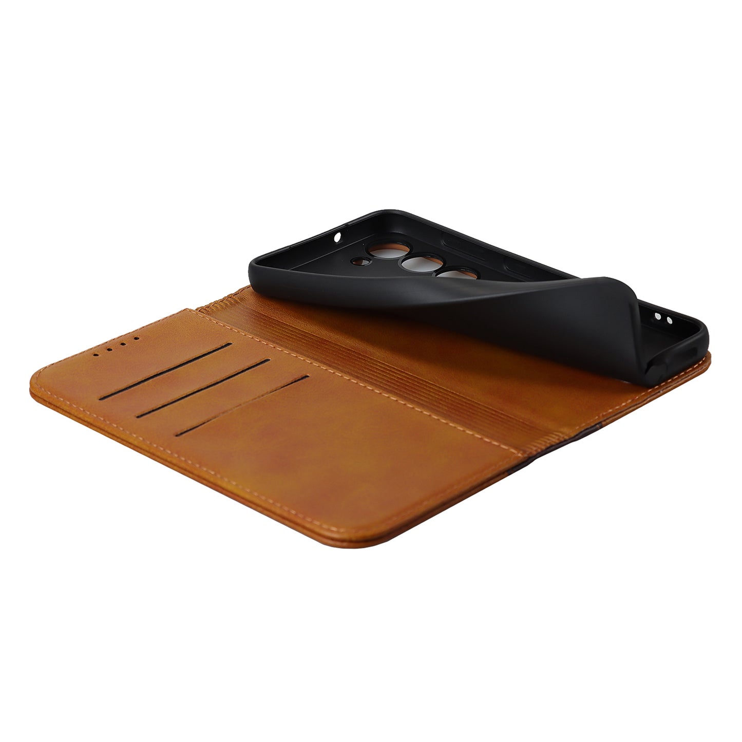 For Samsung Galaxy S23+ Phone Cover Bi-color Splicing Magnetic Closure PU Leather Calf Texture Stand Flip Wallet Case