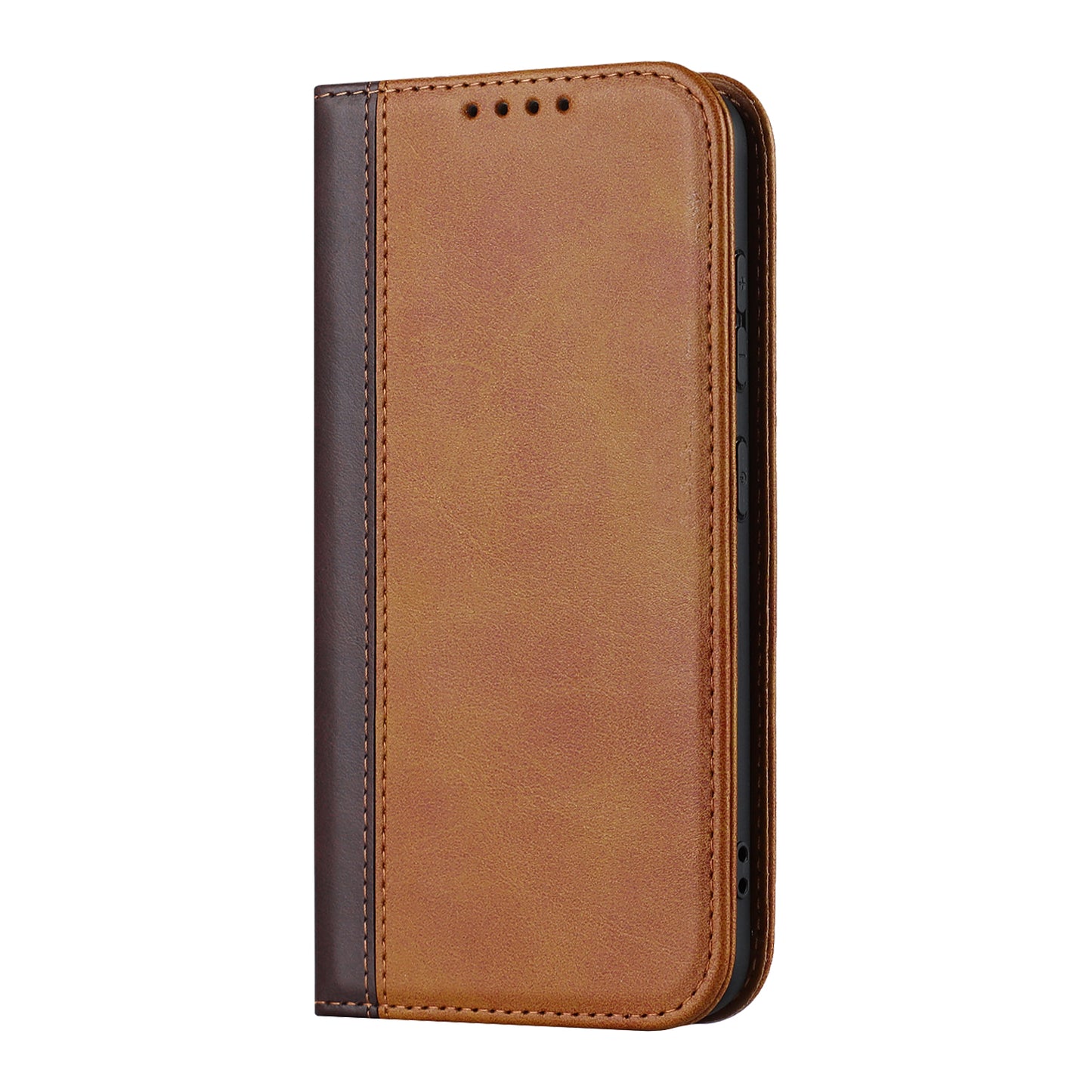 For Samsung Galaxy S23+ Phone Cover Bi-color Splicing Magnetic Closure PU Leather Calf Texture Stand Flip Wallet Case