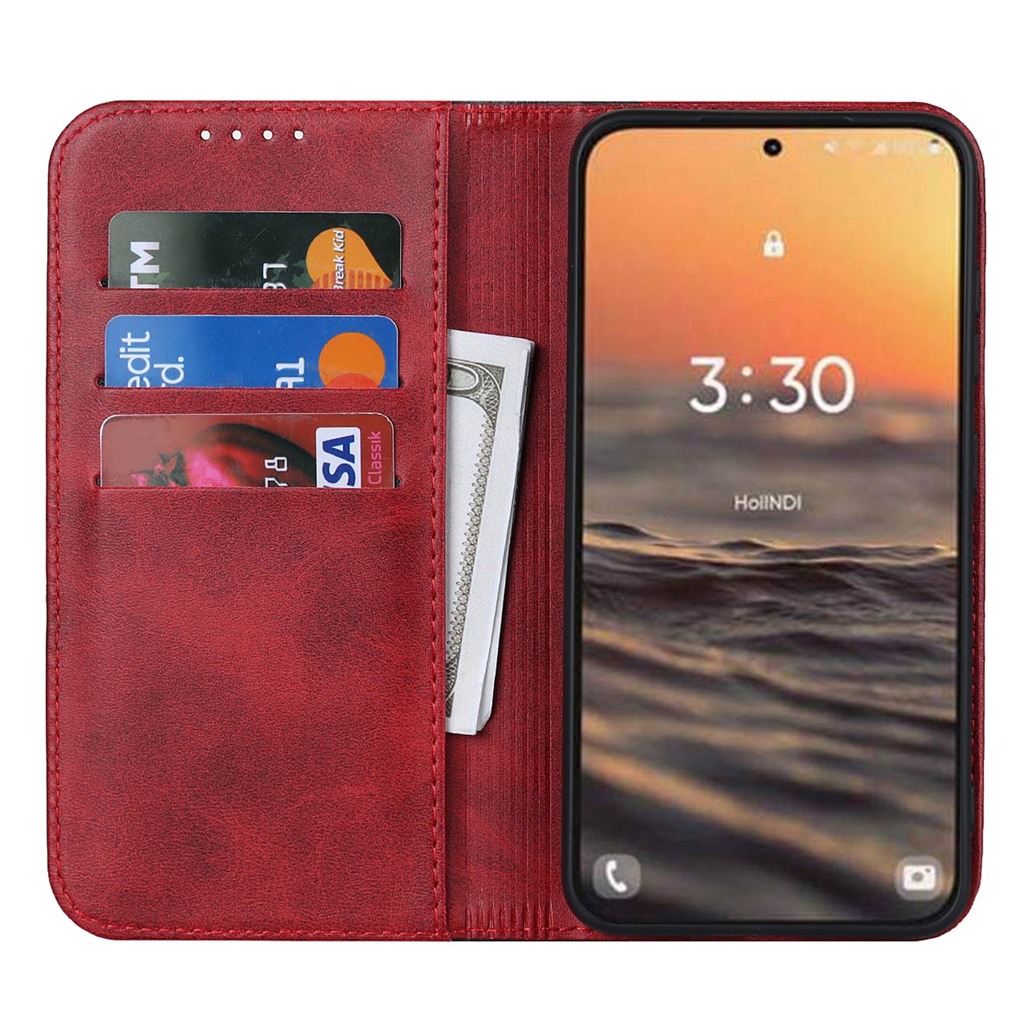 For Samsung Galaxy S23+ Phone Cover Bi-color Splicing Magnetic Closure PU Leather Calf Texture Stand Flip Wallet Case