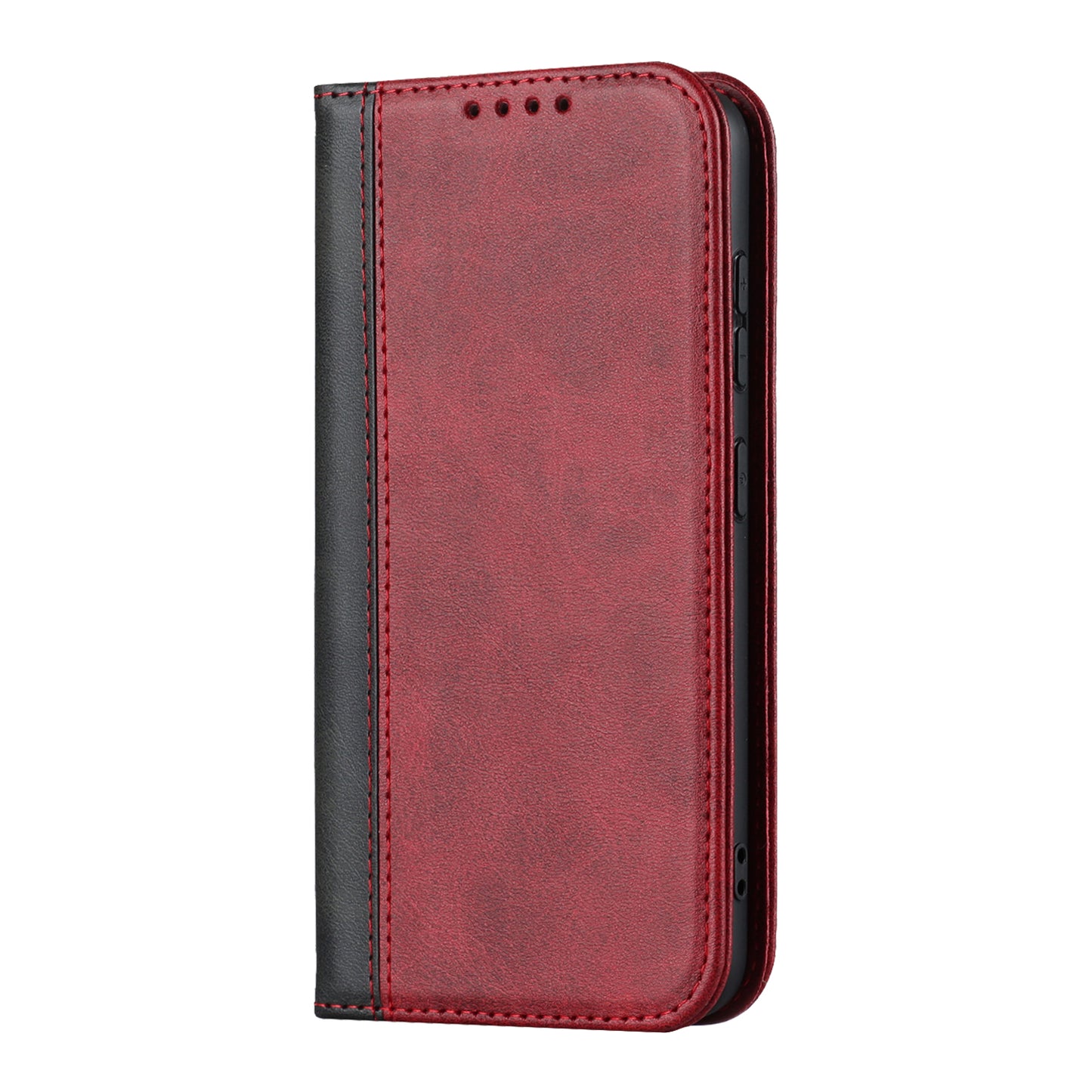 For Samsung Galaxy S23+ Phone Cover Bi-color Splicing Magnetic Closure PU Leather Calf Texture Stand Flip Wallet Case