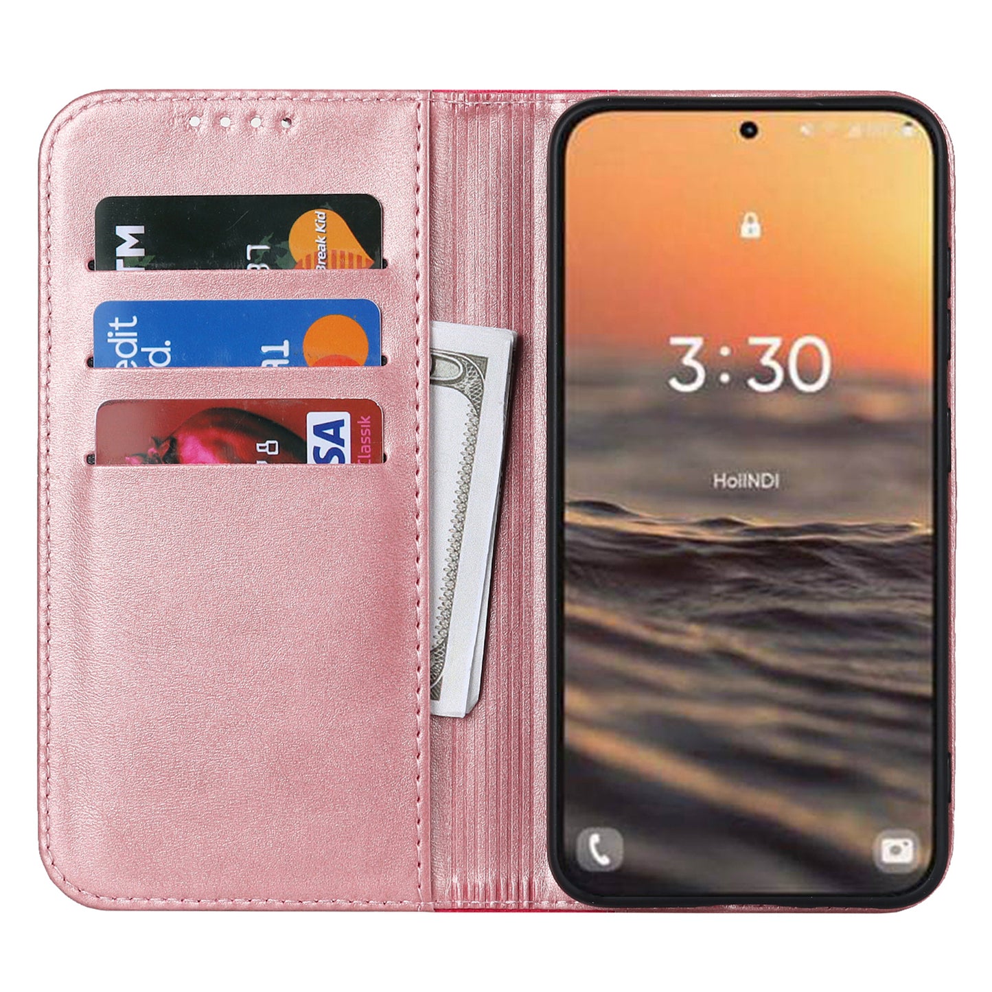 For Samsung Galaxy S23+ Phone Cover Bi-color Splicing Magnetic Closure PU Leather Calf Texture Stand Flip Wallet Case