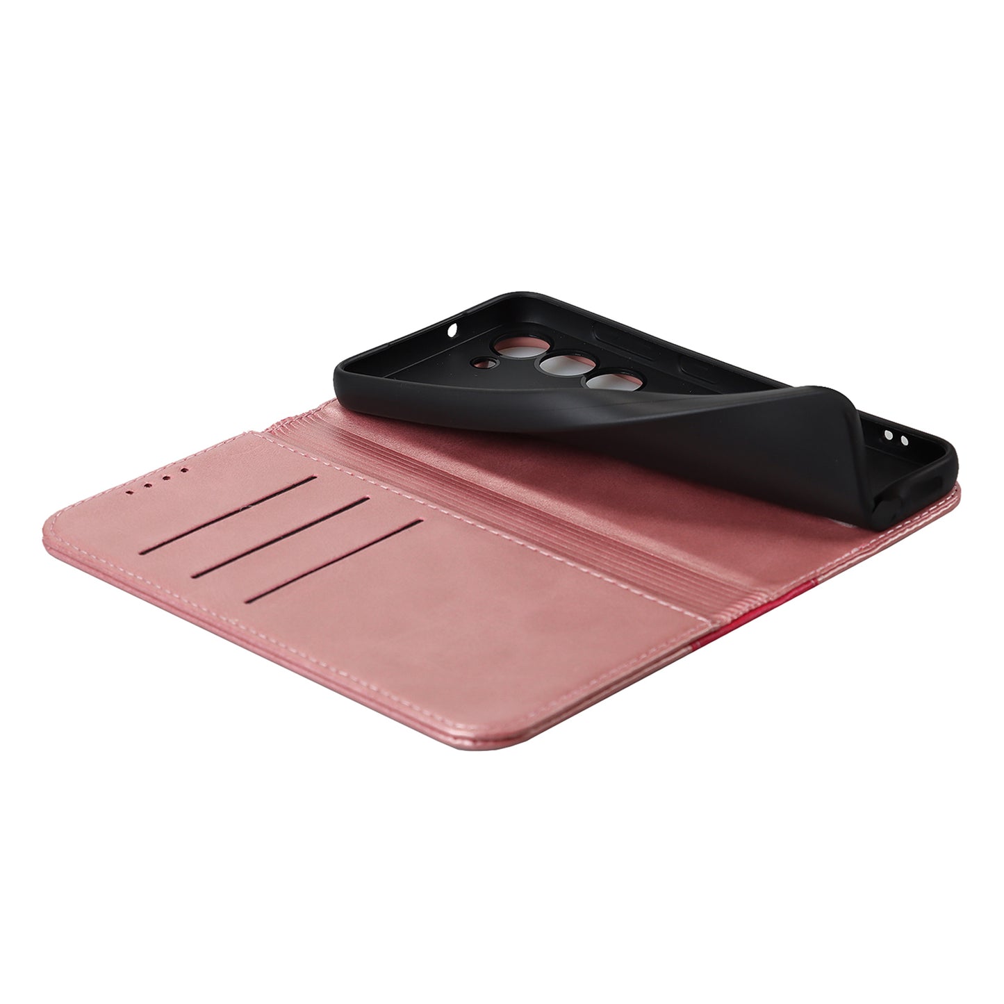 For Samsung Galaxy S23+ Phone Cover Bi-color Splicing Magnetic Closure PU Leather Calf Texture Stand Flip Wallet Case