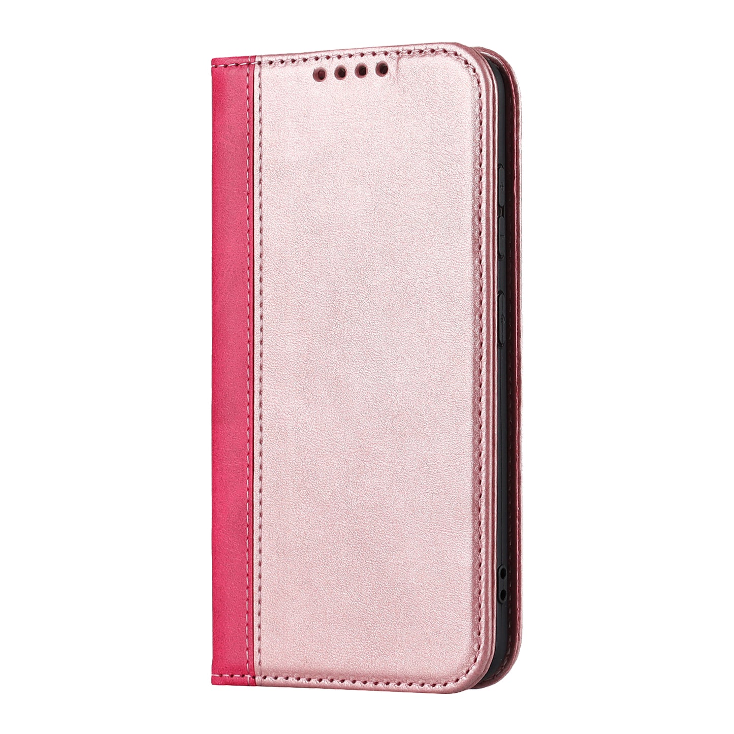 For Samsung Galaxy S23+ Phone Cover Bi-color Splicing Magnetic Closure PU Leather Calf Texture Stand Flip Wallet Case