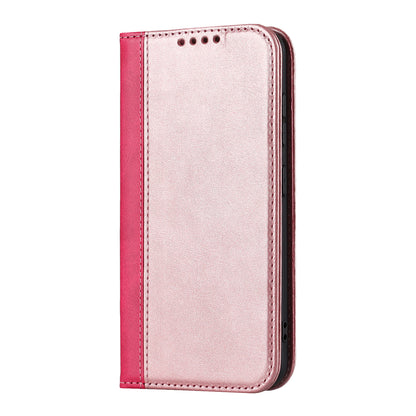 For Samsung Galaxy S23+ Phone Cover Bi-color Splicing Magnetic Closure PU Leather Calf Texture Stand Flip Wallet Case