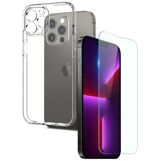 NORTHJO For iPhone 13 Pro 6.1 inch 2-in-1 Anti-fall Soft TPU Phone Case Protective Back Cover + Ultra Clear Tempered Glass Screen Protector