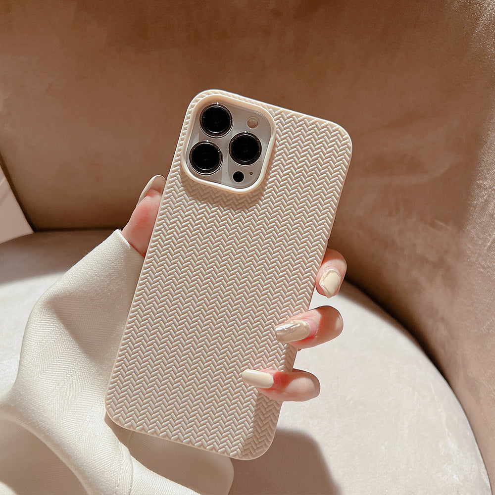 For iPhone 13 Pro 6.1 inch Woven Texture Soft TPU Back Case Scratch Resistant Phone Cover