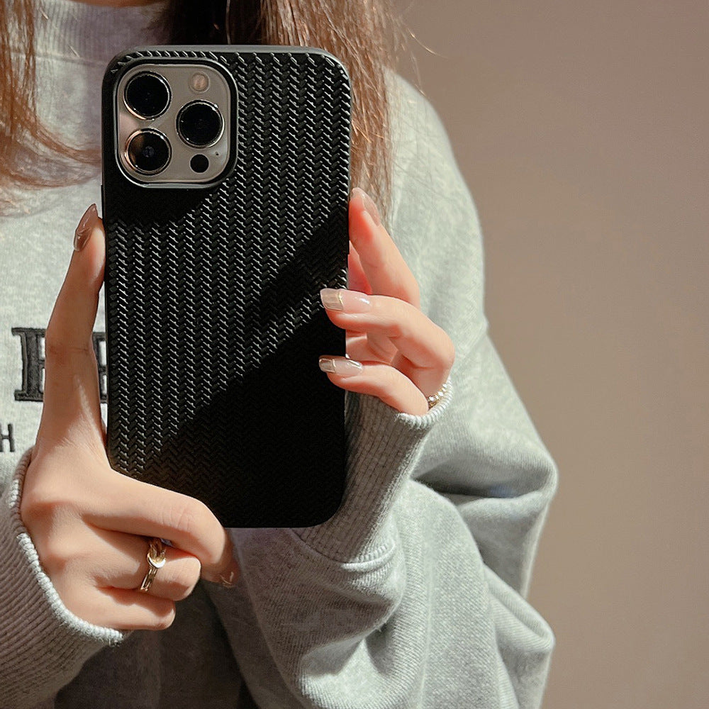 For iPhone 13 Pro 6.1 inch Woven Texture Soft TPU Back Case Scratch Resistant Phone Cover