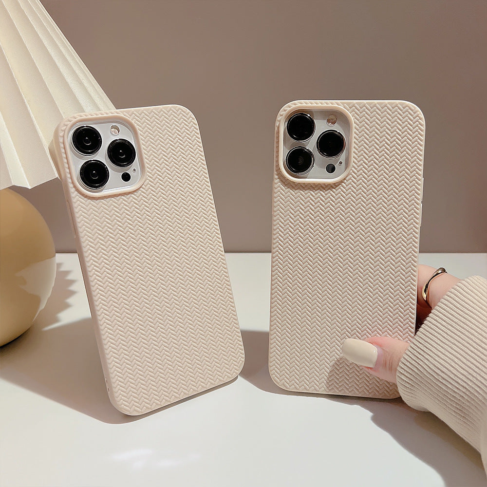 For iPhone 13 Pro 6.1 inch Woven Texture Soft TPU Back Case Scratch Resistant Phone Cover