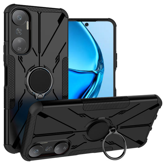 For Infinix Hot 20 4G Ring Holder Kickstand Phone Case Hard PC Soft TPU Shockproof Protective Cover