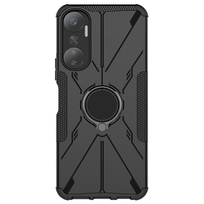 For Infinix Hot 20 4G Ring Holder Kickstand Phone Case Hard PC Soft TPU Shockproof Protective Cover
