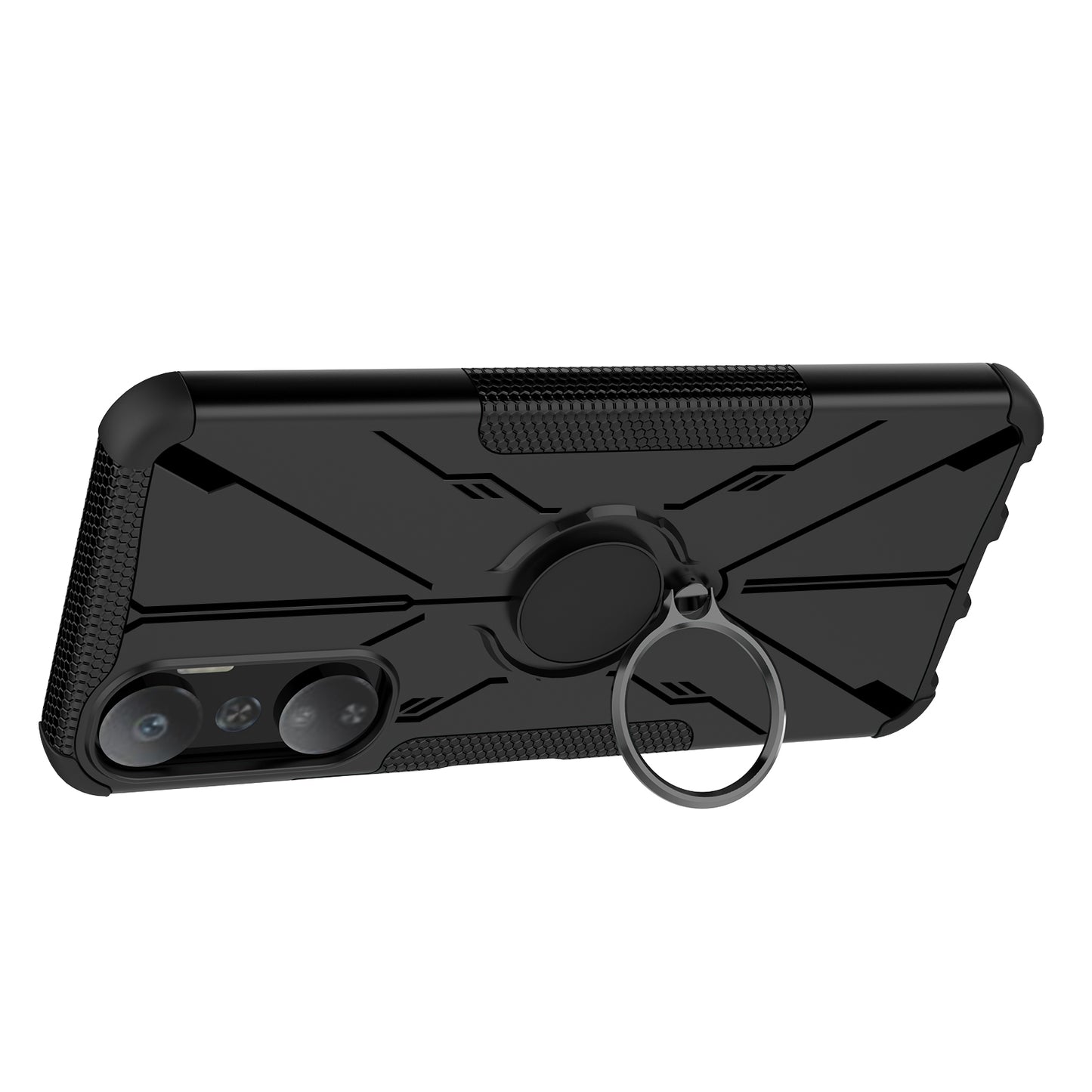 For Infinix Hot 20 4G Ring Holder Kickstand Phone Case Hard PC Soft TPU Shockproof Protective Cover